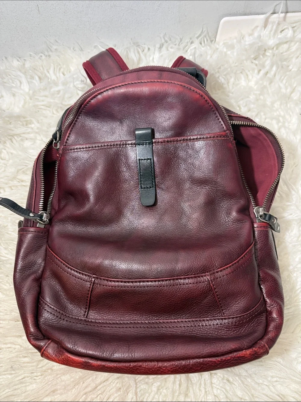 Old Trend Compact Red Leather Backpack medium